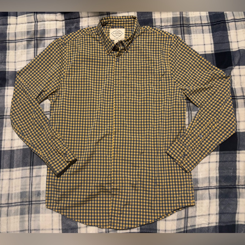 St. John’s Bay Men’s Long Sleeve Flannel Navy Yellow